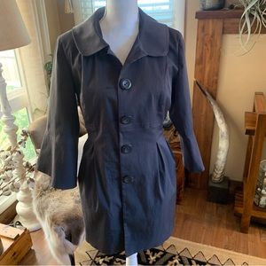 Purple feminine button up pea coat raincoat shell jacket coat